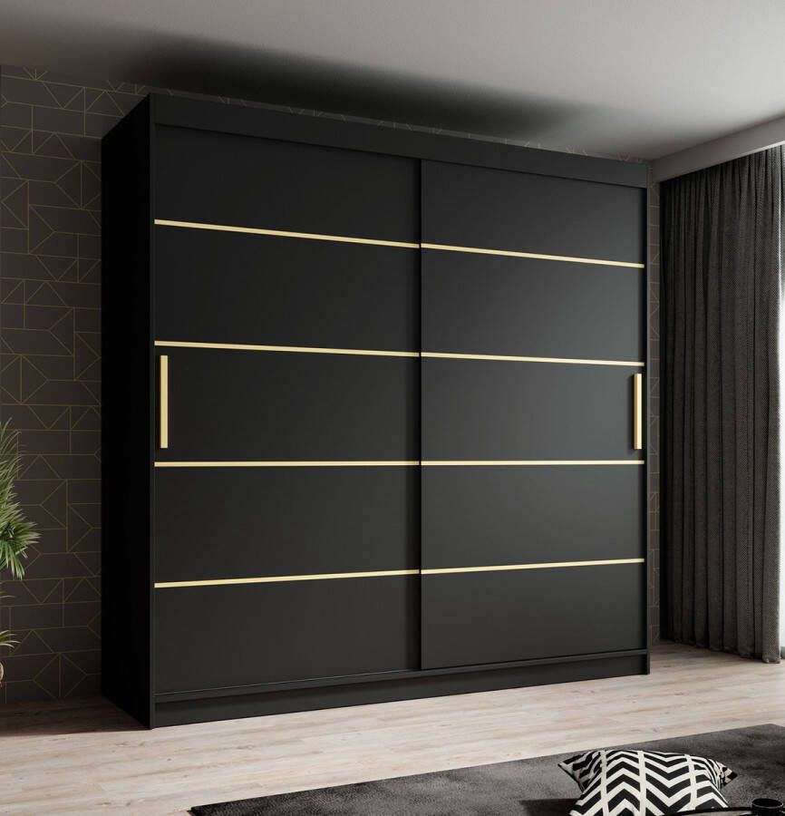 MEUBELLA Kledingkast Malavi Zwart 200 cm