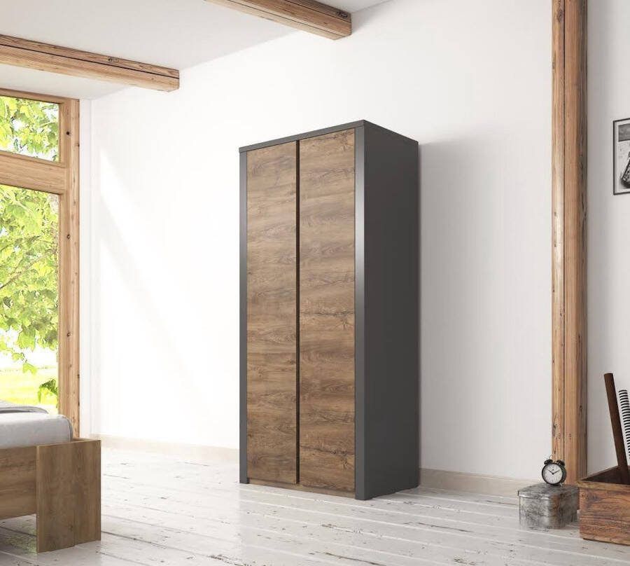 MEUBELLA Kledingkast Monaco Eiken Grijs 90 cm