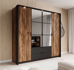MEUBELLA Kledingkast Mulvey Eiken Antraciet 220 cm