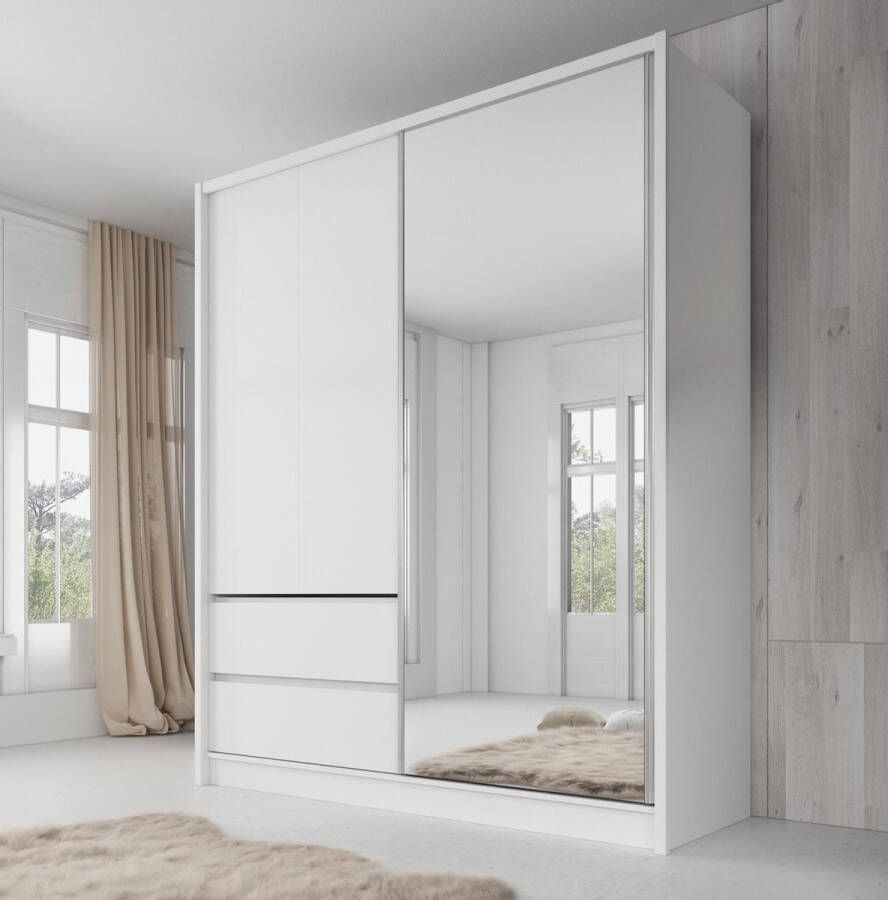 Meubella Kledingkast Sento Wit 180 cm Met spiegel