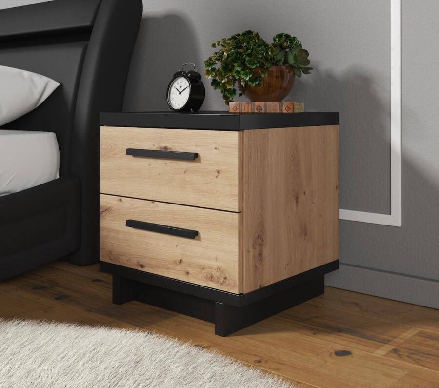 Meubella Nachtkastje Incala Eiken Zwart 45 cm
