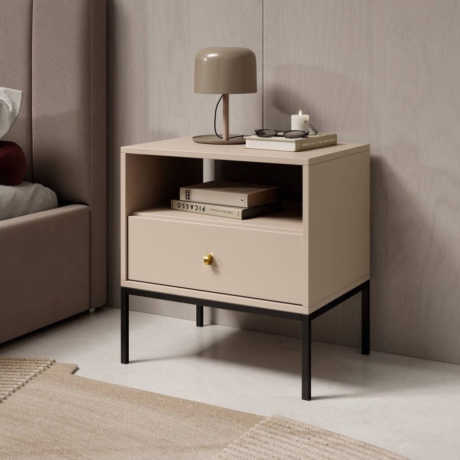 Meubella Nachtkastje Moreno Beige 54 cm