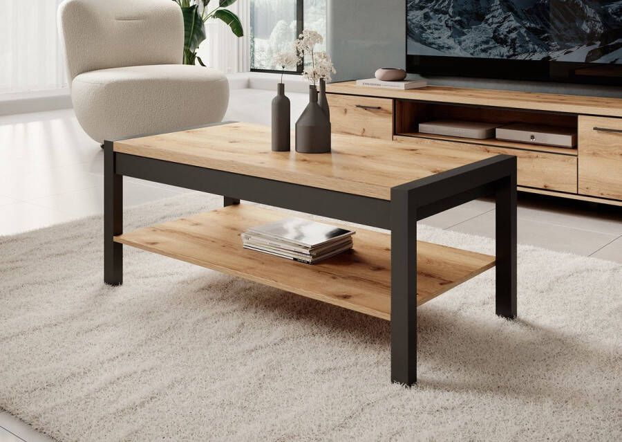 MEUBELLA Salontafel Acapulco Eiken Zwart 120 cm