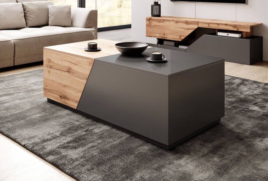 MEUBELLA Salontafel Canberra Eiken Antraciet 124 cm