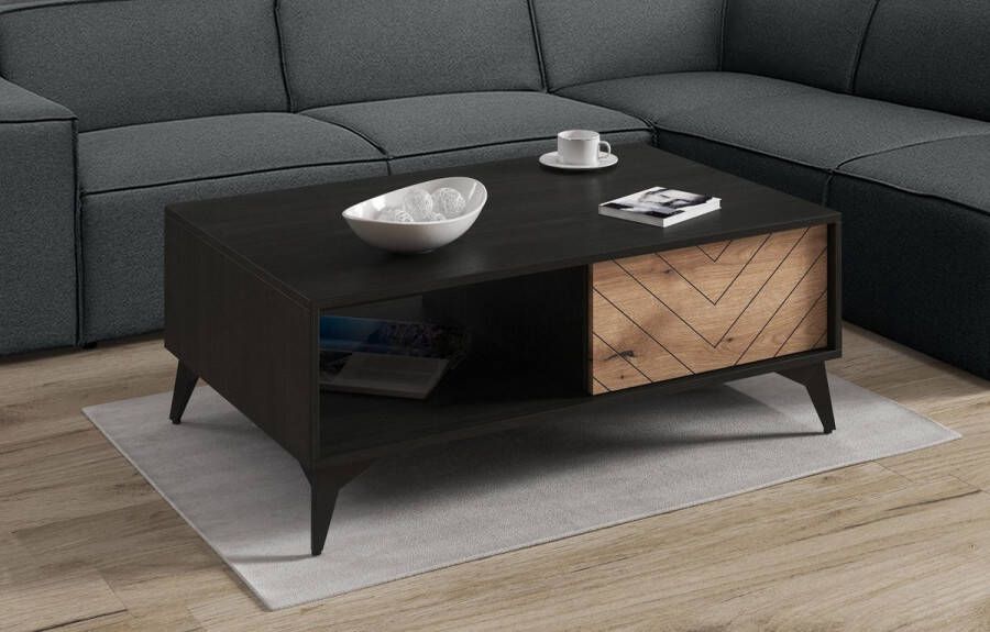 MEUBELLA Salontafel Dolores Eiken Zwart 103 5 cm