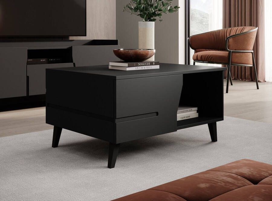 MEUBELLA Salontafel Glory Mat zwart 80 cm