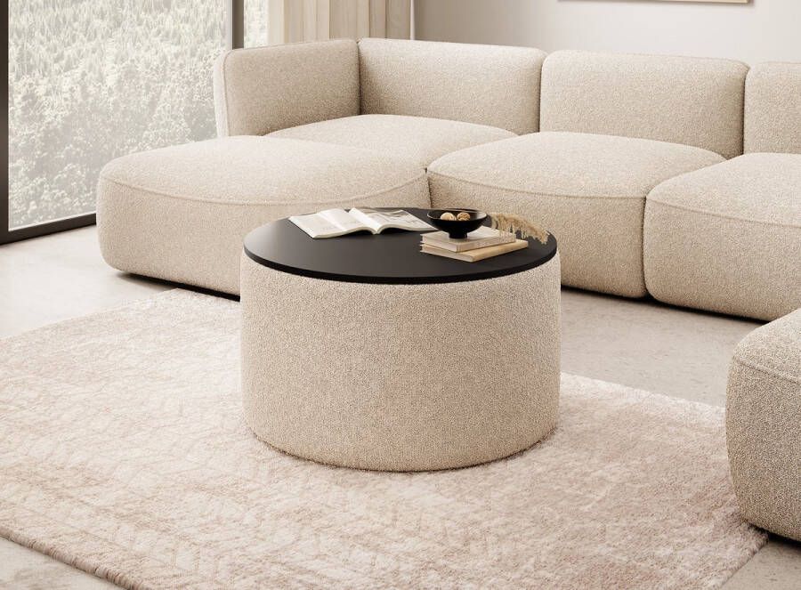 Meubella Salontafel Marcio Beige teddystof Boucle 75 cm