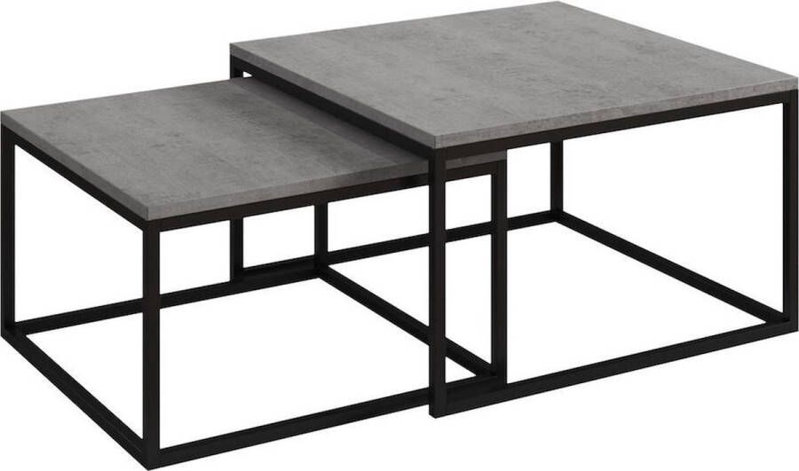 Meubella Salontafel Styler Betonlook Eiken 70 cm set van 2