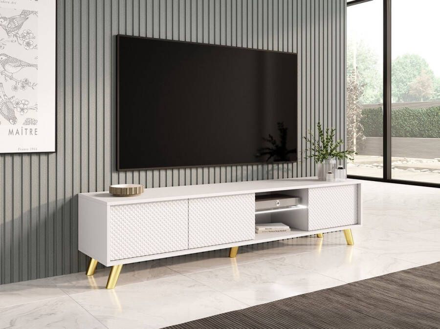 Meubella TV-Meubel Adriano Wit 175 cm Met LED