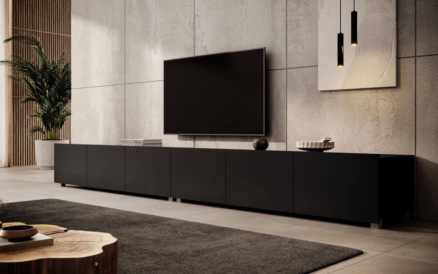 Meubella TV-Meubel Calabas Mat Zwart 300 cm