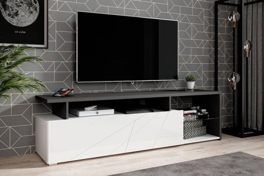 Meubella TV-Meubel Colin Wit Zwart eiken 170 cm