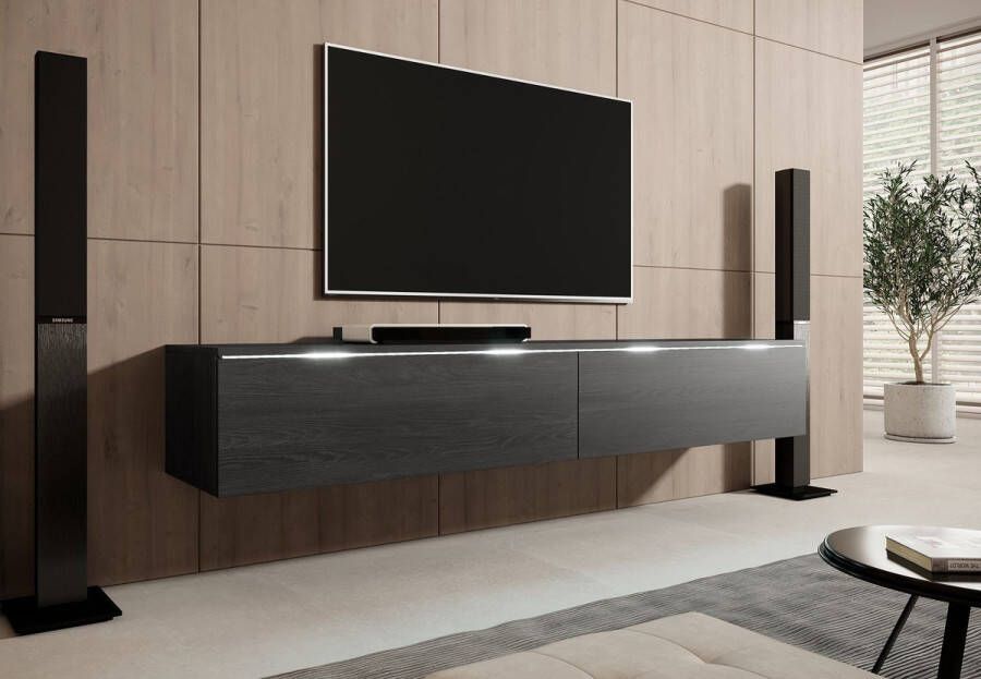 Meubella TV-Meubel Dixon Zwart eiken 180 cm