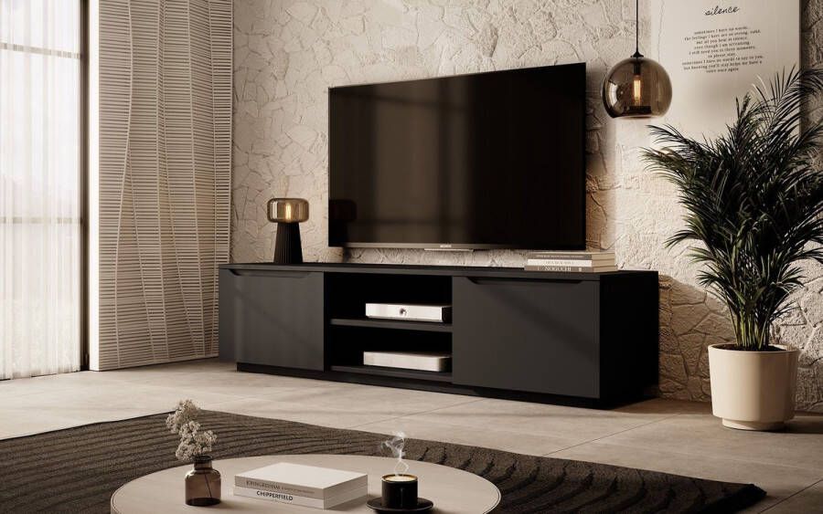 Meubella TV-Meubel Fairmont Mat zwart 160 cm