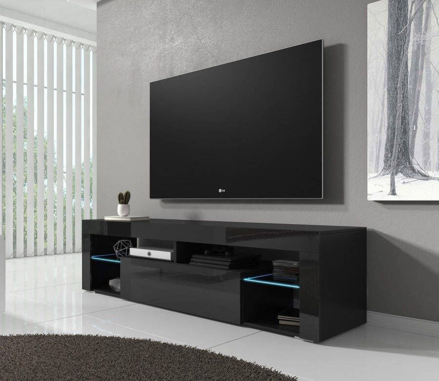 Meubella TV-Meubel Fancy Zwart 140 cm Met LED
