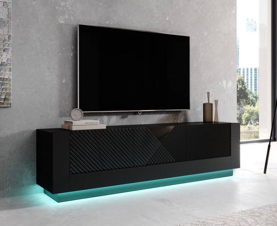 Meubella TV-Meubel Posada Zwart 180 cm Met LED