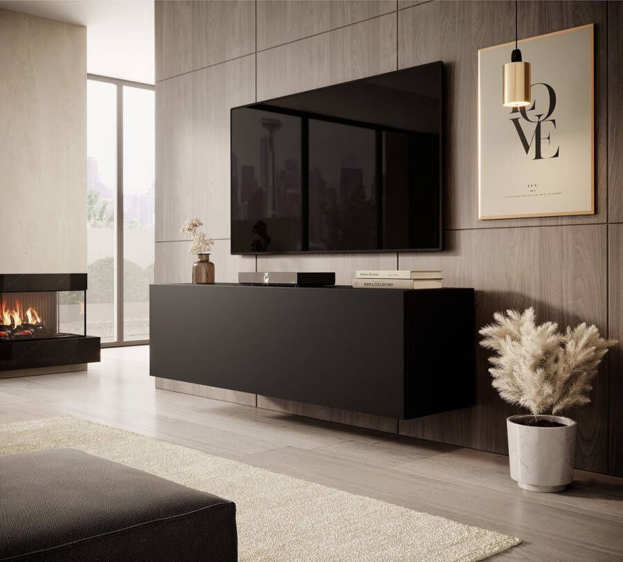 MEUBELLA TV-Meubel Venica 140 cm Mat zwart