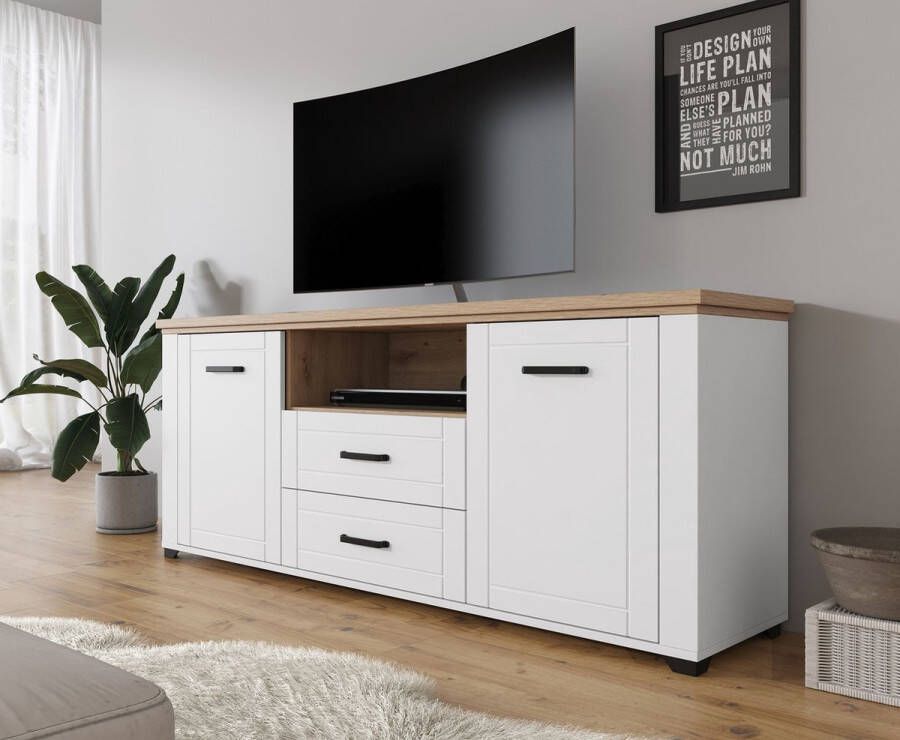MEUBELLA TV-Meubel Vernon Wit Eiken 161 2 cm