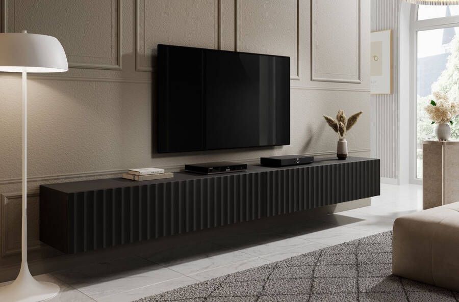 MEUBELLA TV-Meubel William Mat zwart 300 cm