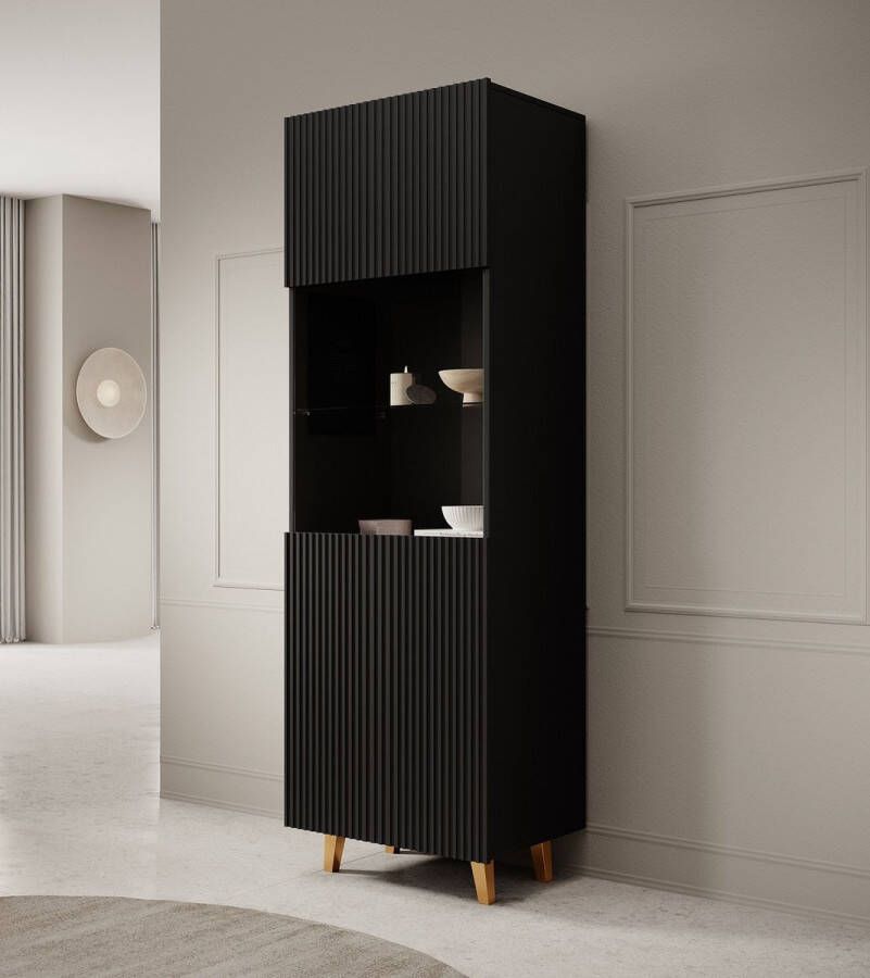 MEUBELLA Vitrinekast Prime Zwart 60 cm