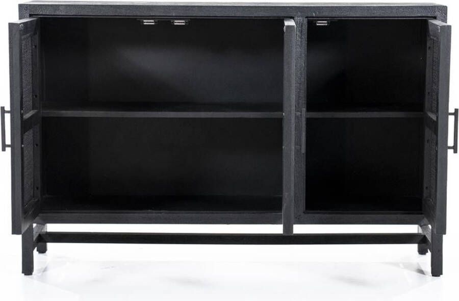 Eleonora Dressoir Vic Zwart mangohout en webbing 125cm