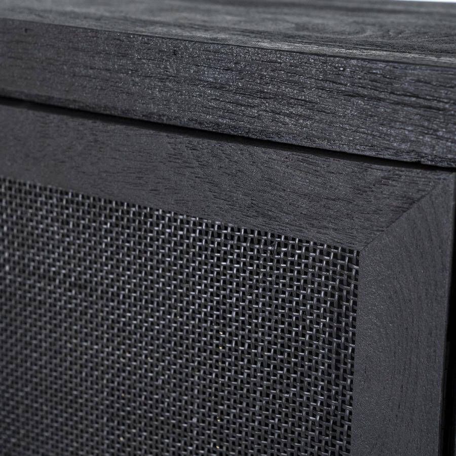 Eleonora Opbergkast Vic Zwart mangohout en webbing 160 x 90cm