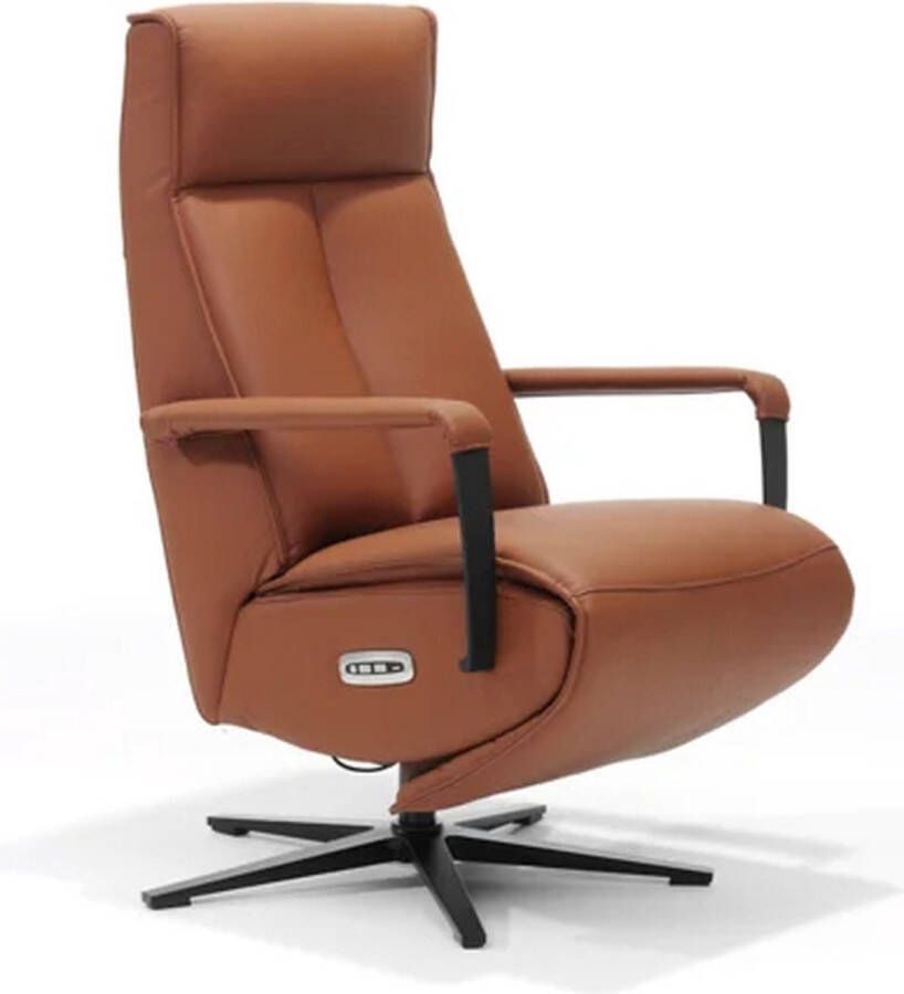 MeubelsExpert Relaxfauteuil cognac met accu 70x83x113 cm echt leer