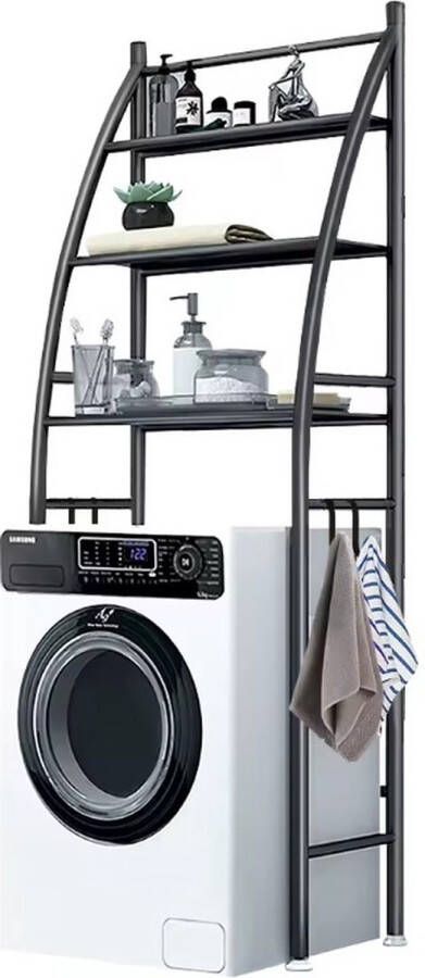 MeubelsvanJoep wasmachine ombouw rek zwart 166 x 65 x 25 cm Wasmachine rek met opbergruimte zwart Wasmachine rek bovenlader zwart Wasmachine rek voorlader zwart Toilet kast Wc meubel Wc kast