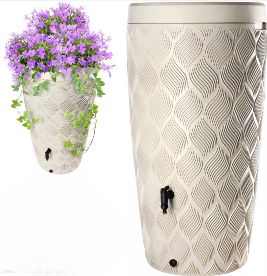 ThuisTuinieren.nl Wave Regenton 2-in-1 240 liter Taupe Tuin Wateropslag Regenwater