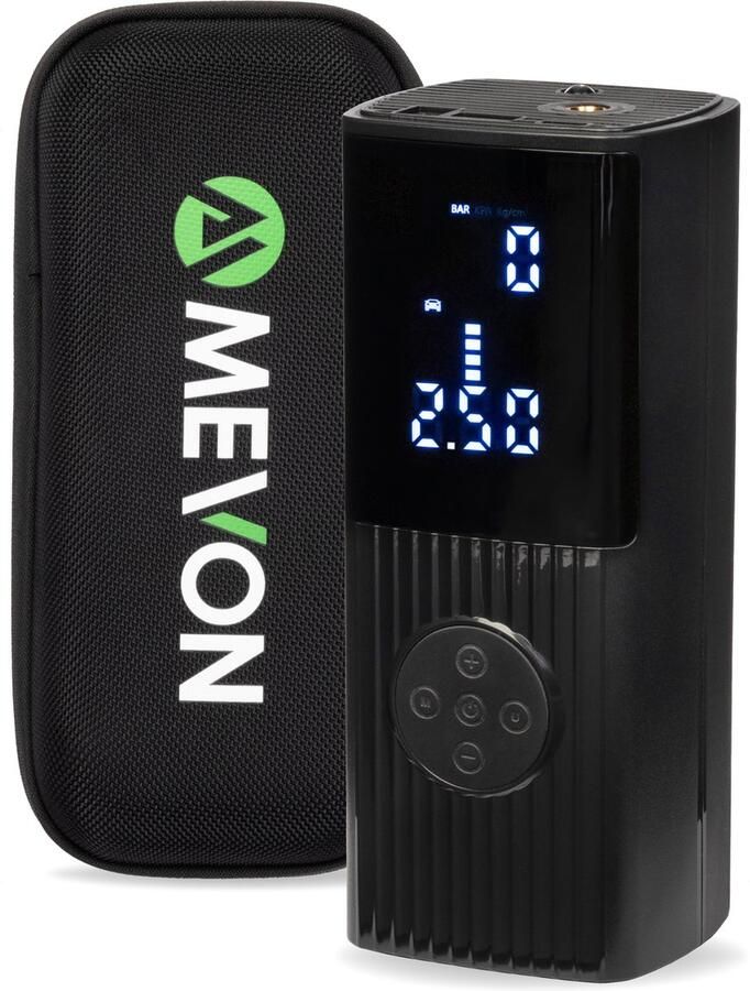 MEVON Airmate MV08 Draagbare Compressor Bandenpomp – Draadloze Luchtcompressor Elektrische Fietspomp Ballenpomp Incl. Hardcase Beschermhoes Extra Krachtig Fiets tot Camper