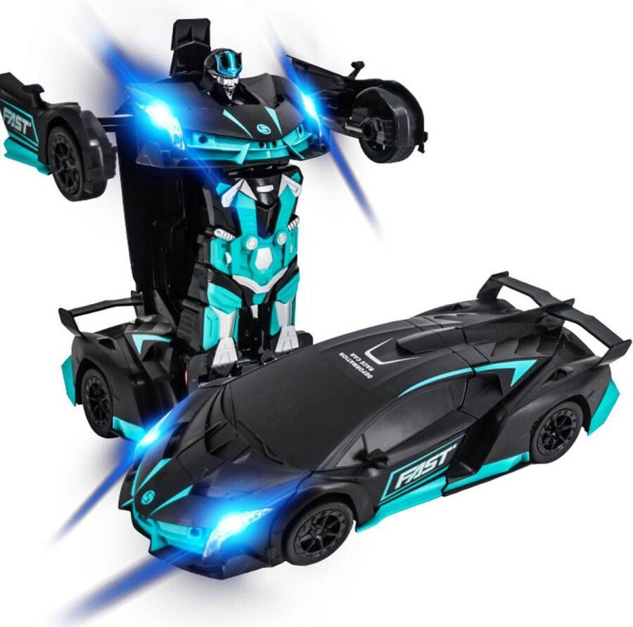 MEWAU 1:12 RC transformerende auto robot 2 in 1Afstand Bestuurbare Auto -Gebaar waarneming Speelgoed Auto Zwart