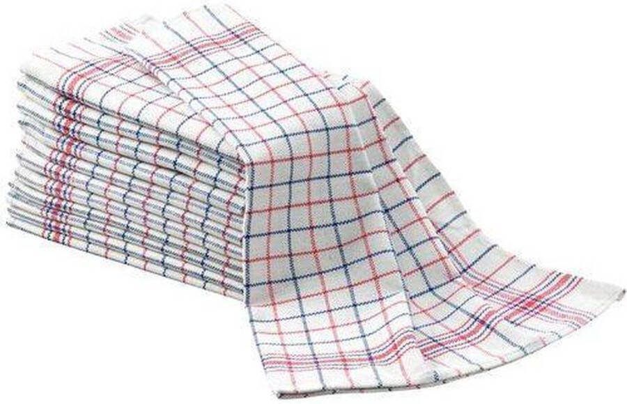 Theedoekenset Blok Wit 65x65 – 6 stuks Geblokt Blokdoeken 100% katoen Horeca Theedoeken – vaatdoek – theedoek geruit
