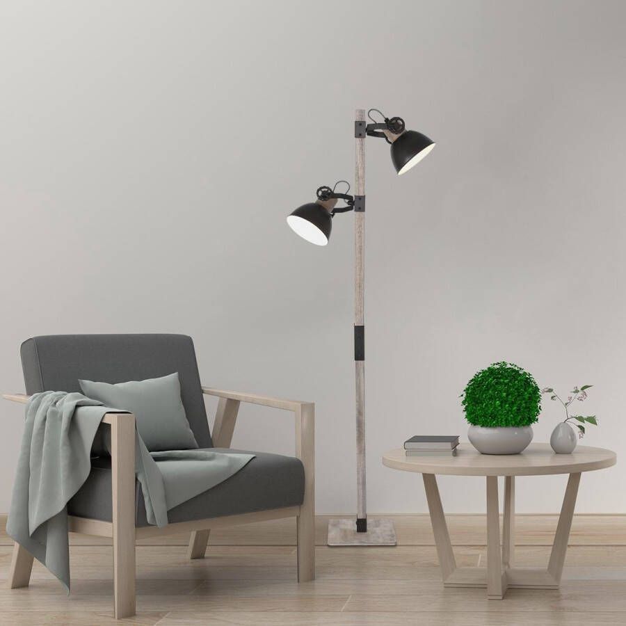 Mexlite Vloerlamp Gearwood Antraciet Woonkamer Slaapkamer Industrieel Scandinavisch