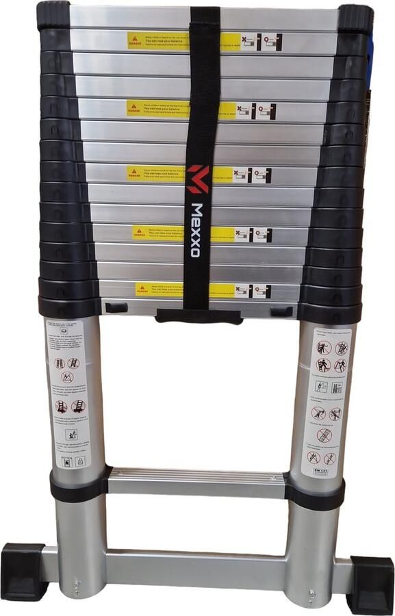 Mexxo Telescopische ladder – Telescoopladder aluminium – Maximale hoogte 5 40 meter – Telescoopladder met stabilisatiebalk –