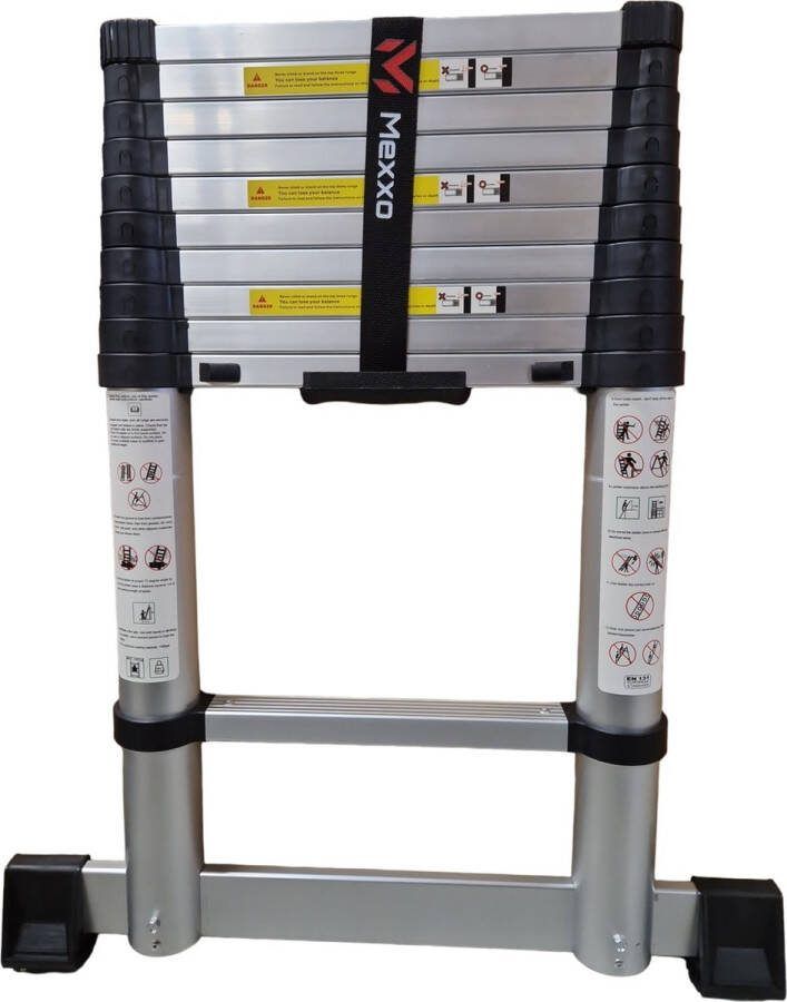 Mexxo Telescopische ladder – Telescoopladder aluminium – Maximale hoogte 3 20 meter – Telescoopladder met stabilisatiebalk –