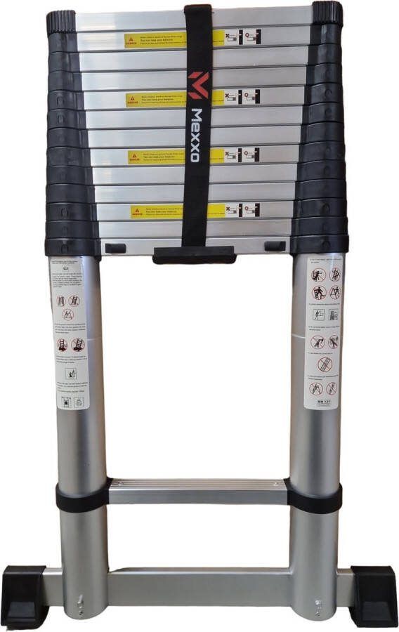 Mexxo Telescopische ladder – Telescoopladder aluminium – Maximale hoogte 4 70 meter – Telescoopladder met stabilisatiebalk –