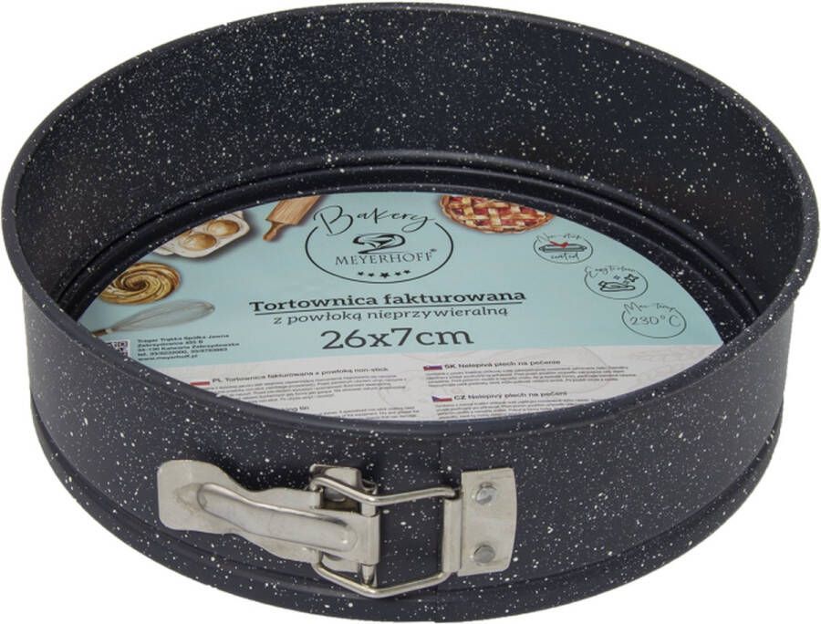 Meyerhoff Bakery ronde springvorm bakvorm met non stick coating 26 x 7 cm antraciet marmer