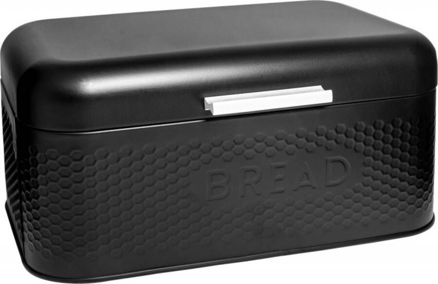 Meyerhoff broodtrommel met 3D reliëf Bread en klepdeksel zwart Brood opbergbox Brood bewaarbak MH-1299B