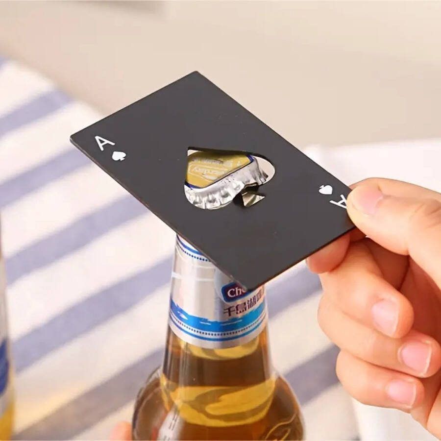MGM-trading 1pc Pokervormige Stalen Bierflesopener Verborgen Poker Voor Buiten Voor Werpoefeningen