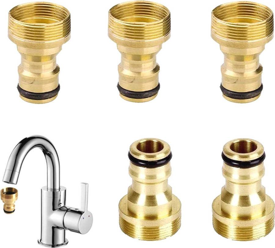 MGM Trading 5 Stuks Universele Messing Tuinslang Tap Connector Buitendraad Tap Connector Slang Kraanaansluiting Set Schroefdraad Slang Snelkoppeling voor Moestuin Tuinslang Kraan Verbinding