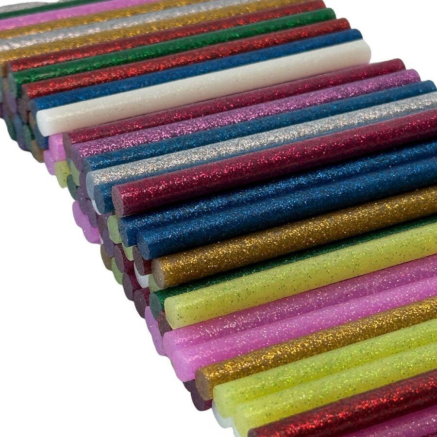 MGM Trading 7 MM Dikte 12 kleuren 100 stuks glitter lijmstiften lijmsticks hete lijm gekleurde lijmstiften pigment bar hete lijm voor hete lijmpistool (7 mm x 100 mm lijmsticks