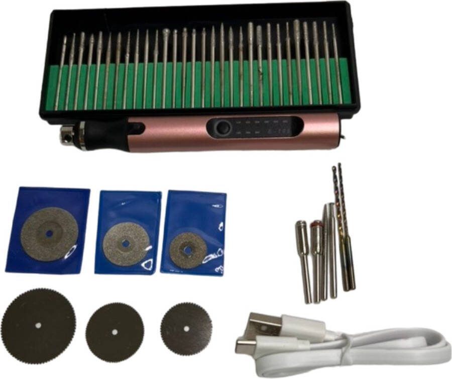 MGM Trading Draadloze Elektrische Graveerstift Set met Oplaadbare Batterij Inclusief Boren en Sjablonen Voor Graveren op Glas Hout Metaal Steen Keramiek en Nagels