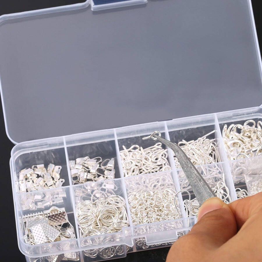 MGM Trading Kit voor het maken van sieraden Set voor het repareren van sieraden zoeken en DILISENrter-gereedschapsset Bevat tang pincet zilveren onderdelen en draad