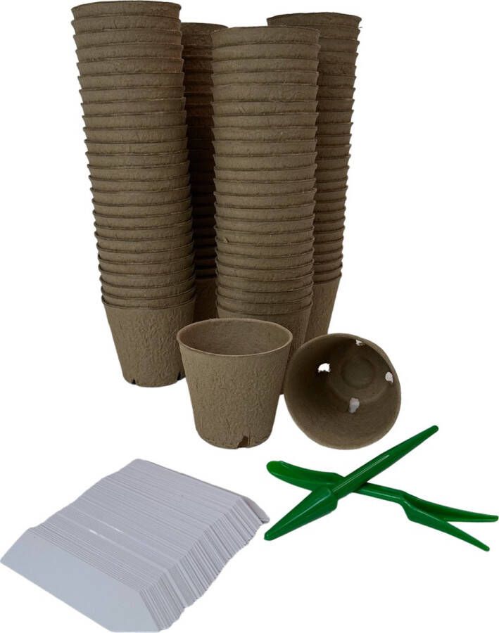MGM Trading Kweekpotten Ø 8 cm praktische set van 100 stuks van papierpulp biologisch afbreekbaar plantenpot zaaipot plantenkweek