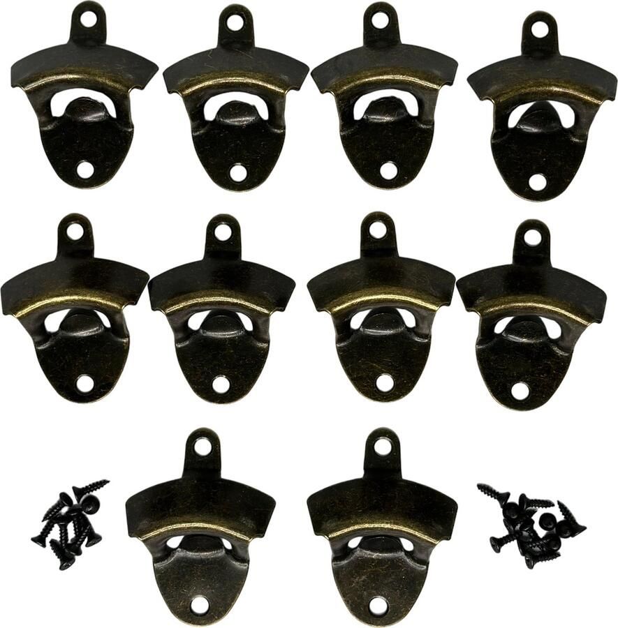 MGM Trading 10 stuks flessenopener muur bieropener muur flesopener bierflesopener wandmontage met schroeven voor bier bar restaurant keuken (brons)