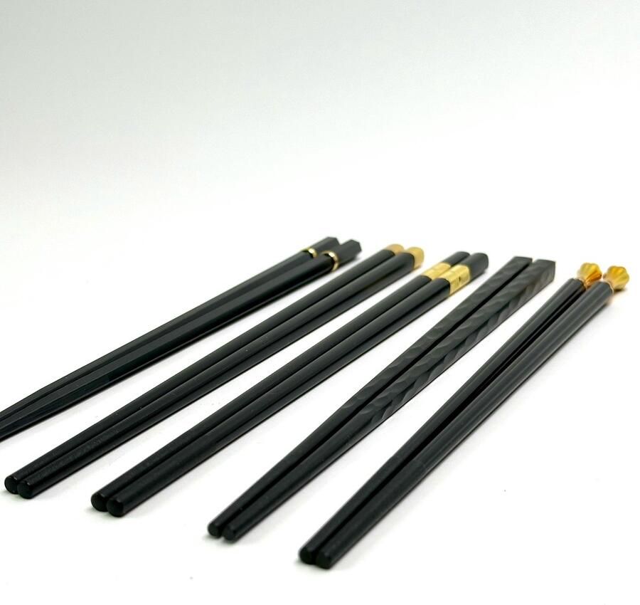 MGM Trading Eetstokjes Herbruikbare 5 paar Glasvezel Chop Sticks Set Japanse Chinese Eetstokjes Antislip Vaatwasmachinebestendig voor Sushi Noedels Rijst Zwart 24cm