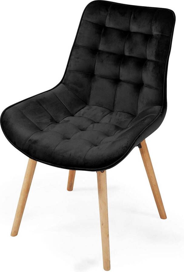 Miadomodo Eetkamerstoelen Velvet stoel Beech Wood Legs Backlest gestoffeerde stoel Keukenstoel Woonkamerstoel Zwart 4 pc's