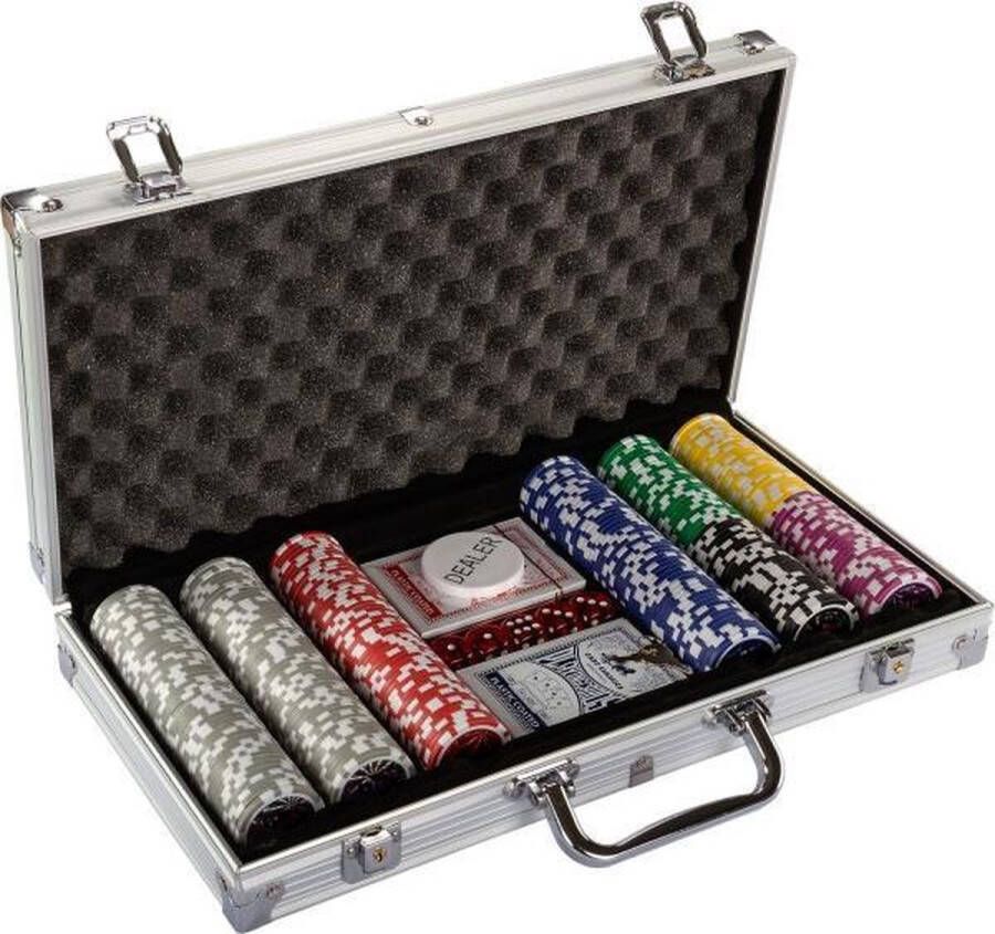 Miadomodo Pokerset Pokerkoffer met Poker Fiches Poker Pokerset 300 Chips Zilver