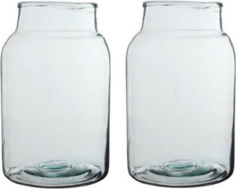 Merkloos Sans marque 2x Cilinder vaas bloemenvaas transparant glas 35 x 21 cm bloemenvazen woondecoratie woonaccessoires