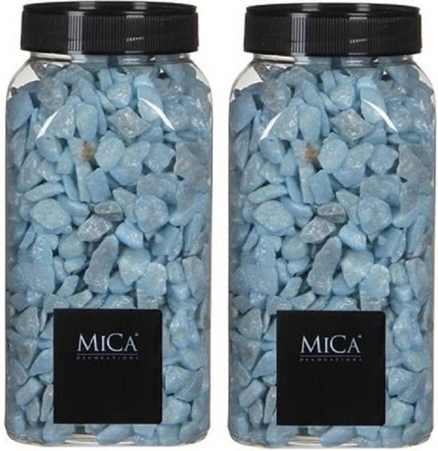 Mica Decorations 2x Decoratie hobby steentjes licht blauw 650 ml Home Deco Woonaccessoires Decoratie materialen