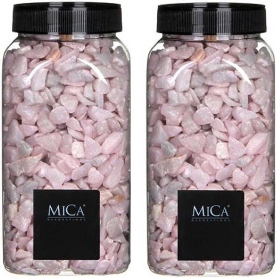 Mica Decorations 2x Decoratie hobby steentjes roze 650 ml Home Deco Woonaccessoires Decoratie materialen